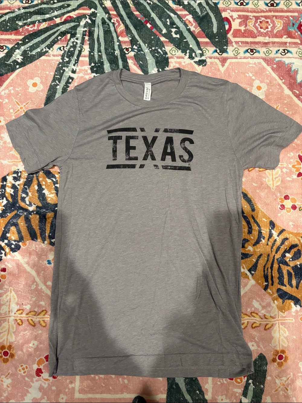 Bella Canvas Gray Texas Short Sleeve Tee with Black Print